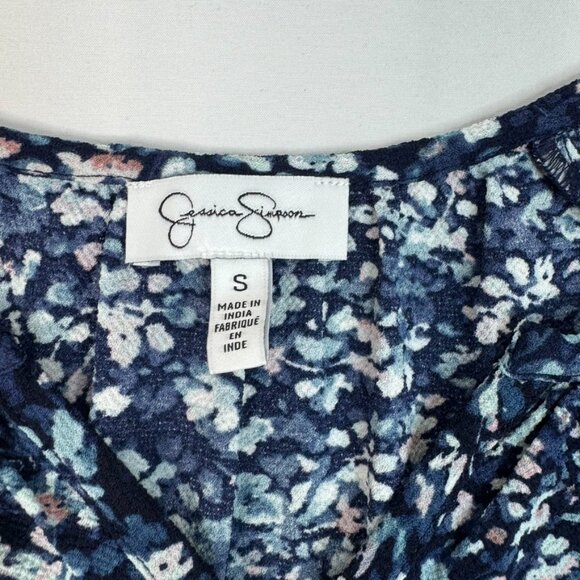 Jessica Simpson Blue Floral Blouse Long Sleeve Women’s Size Small - Picture 6 of 13